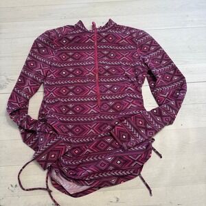 Carve designs women's long sleeve pink purple rash guard medium